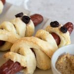 Gluten free pigs in a blanket like mummies for Halloween.