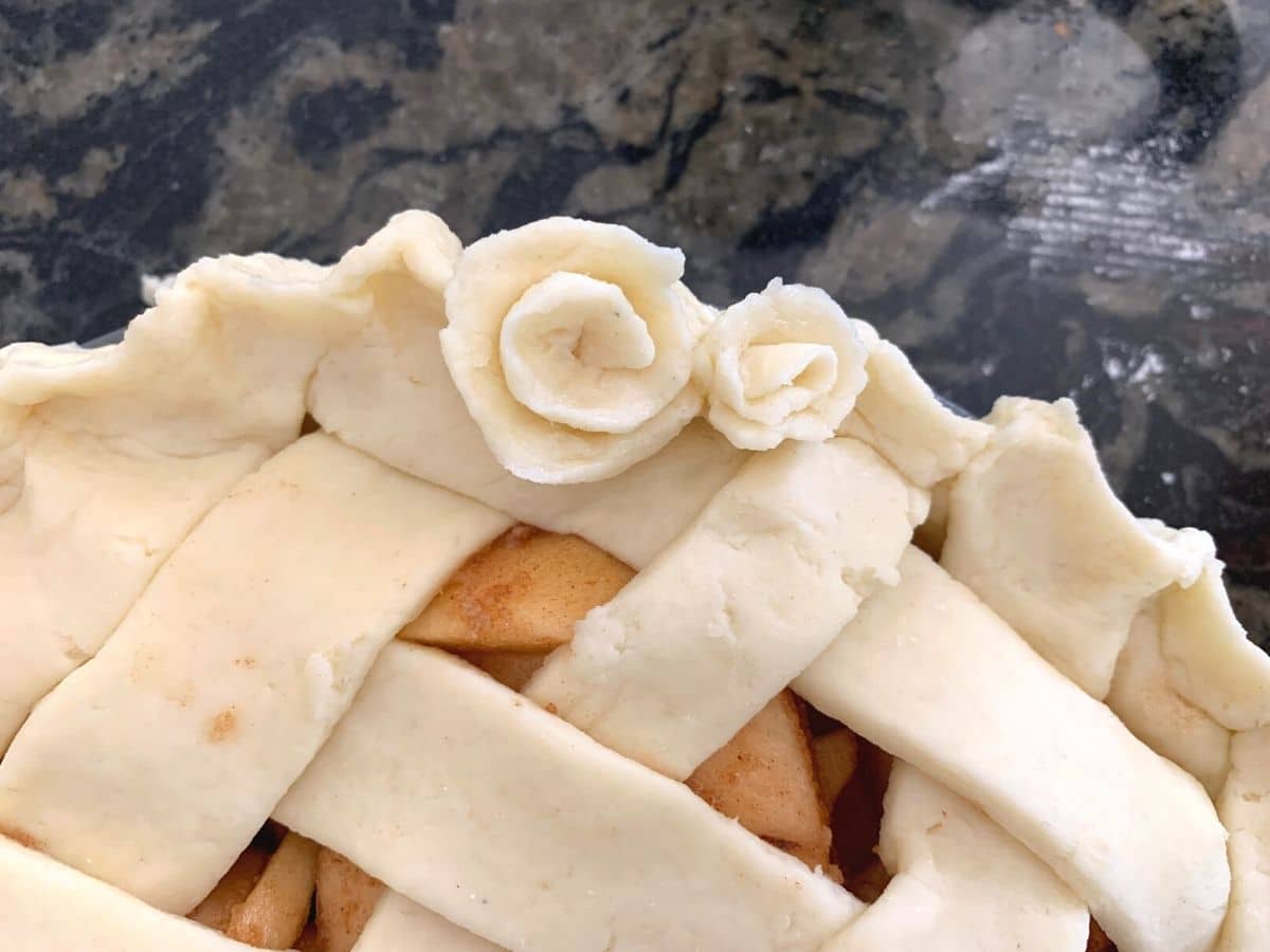 Pie crust flower decorations.