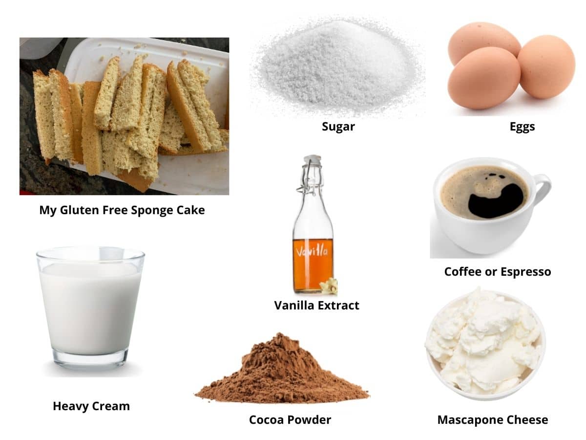 Photos of the gluten free tiramisu ingredients.