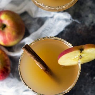 the top view of two apple rum cocktails