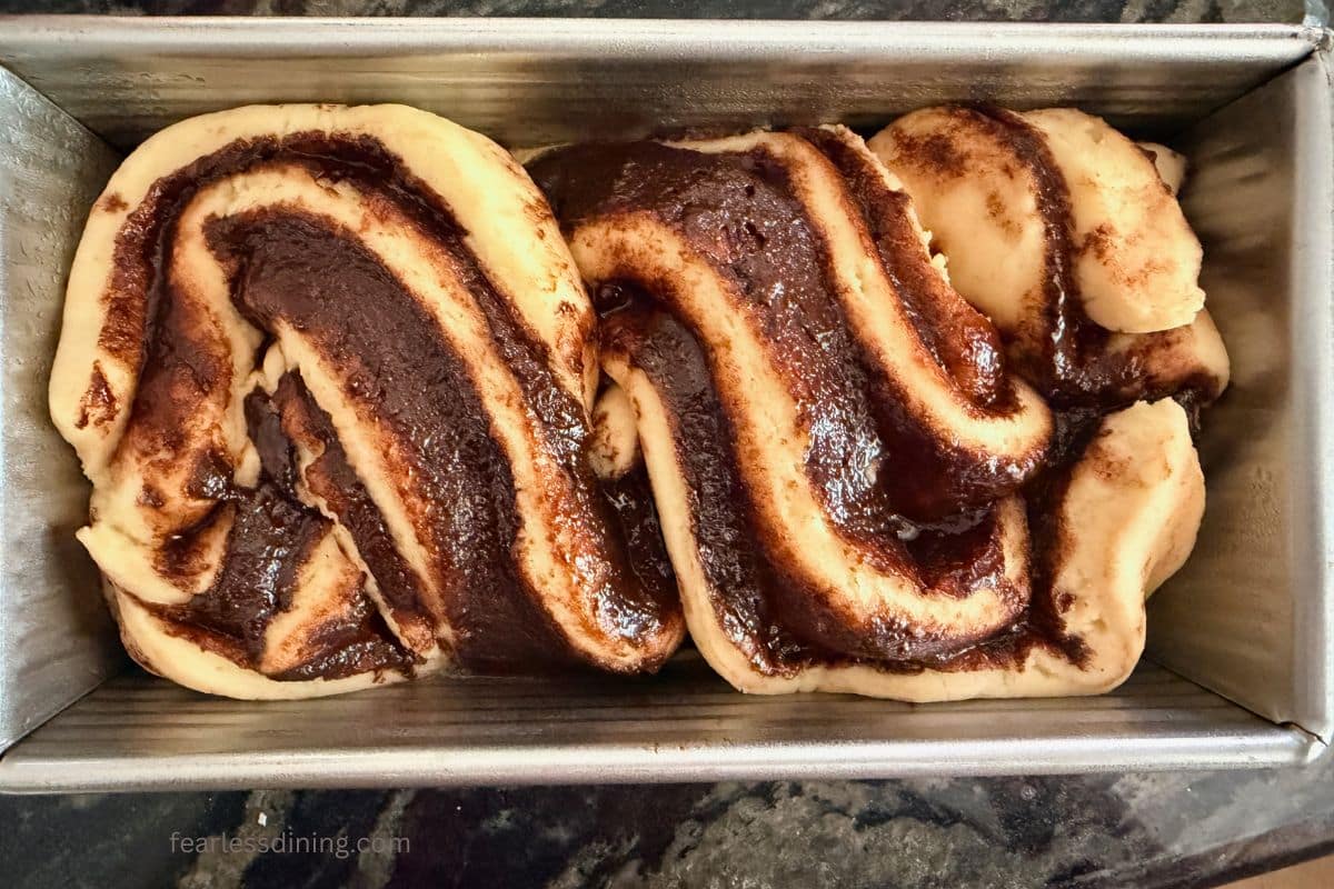 The gluten free babka after the rise.
