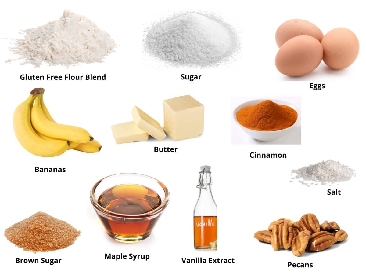 Photos of the banana cake ingredients.