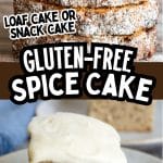 A Pinterest pin image of the gluten free spice cake.