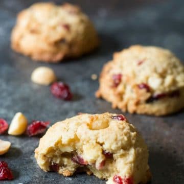 Some gluten free cranberry cookies on a platter.