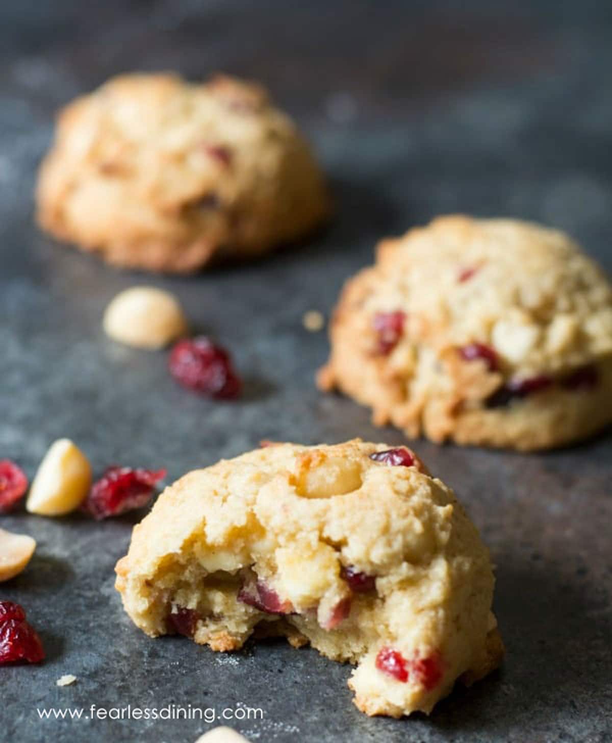 Some gluten free cranberry cookies on a platter.