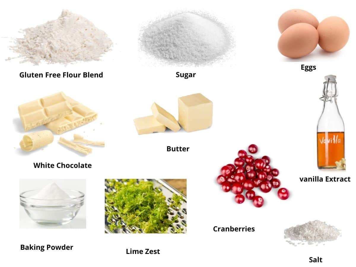 Photos of the cranberry pound cake ingredients.