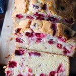 A close up of the gluten-free cranberry pound cake pinterest image.
