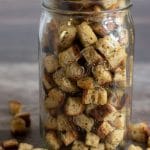 A mason jar filled with gluten free stuffing mix.