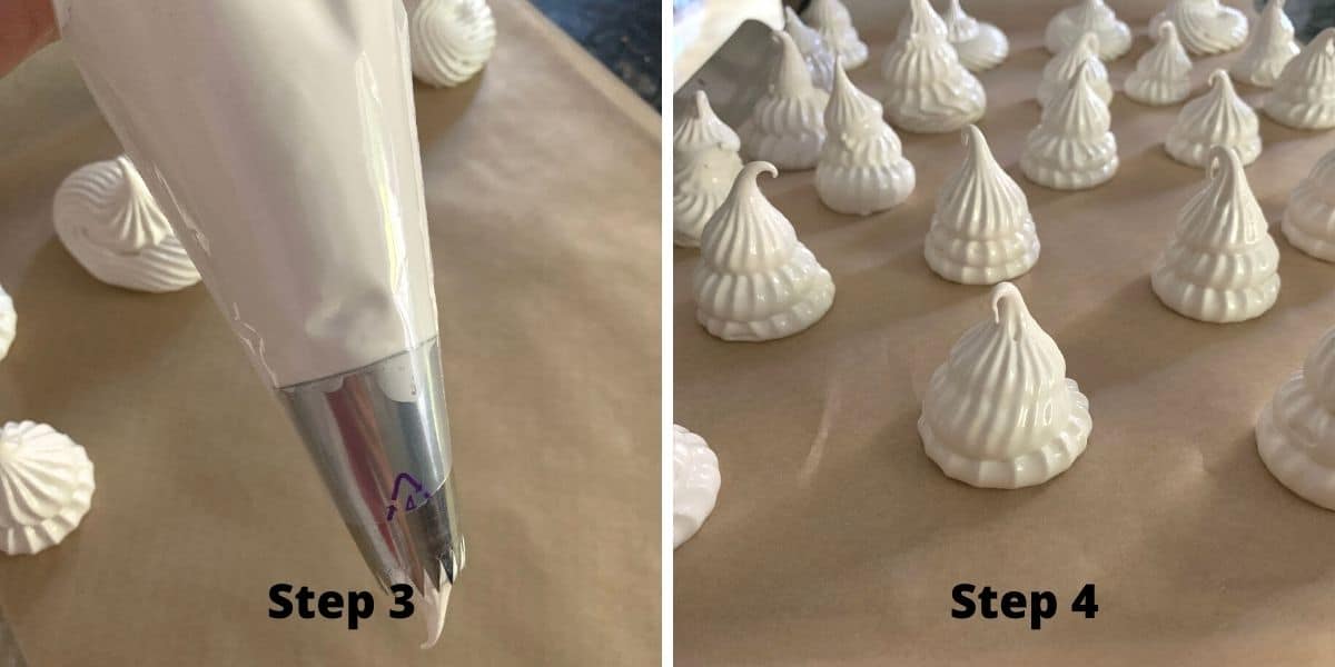 photos of steps 3 and 4 of making meringues.