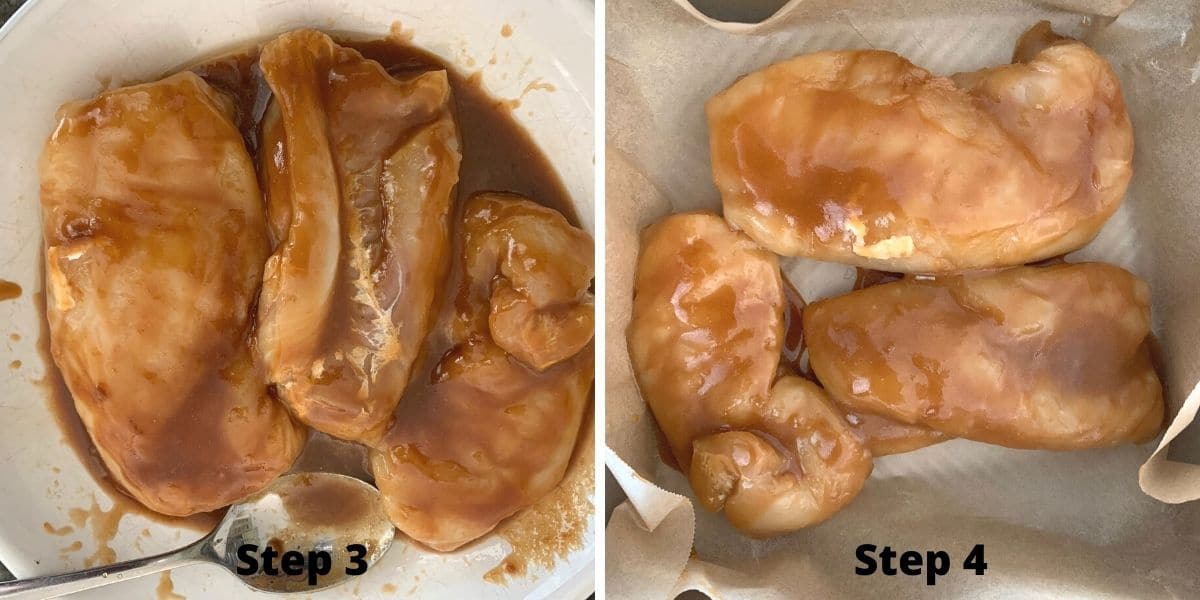 photos of steps 3 and 4 in making miso glazed cod