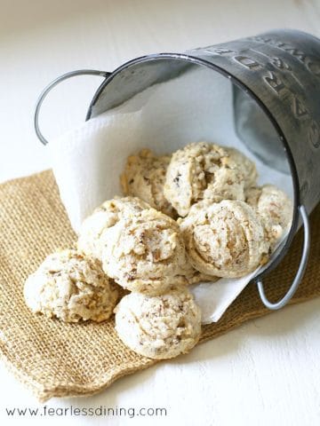 a silver pail filled with roasted chestnut cookies