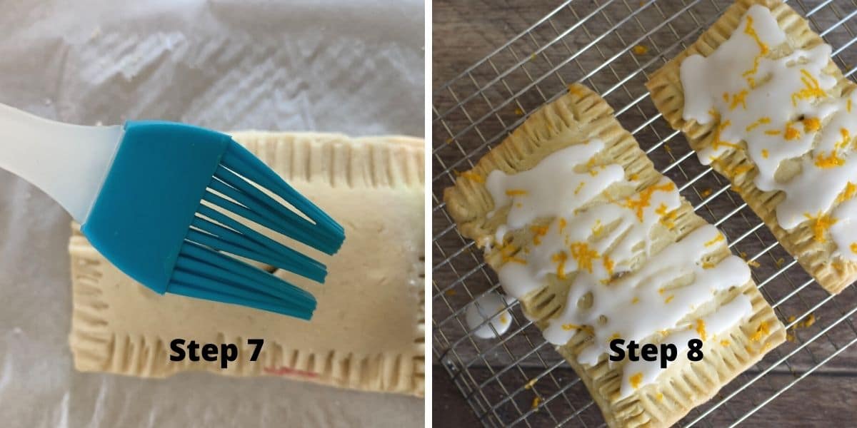 Photos of steps 7 and 8 making cranberry hand pies.