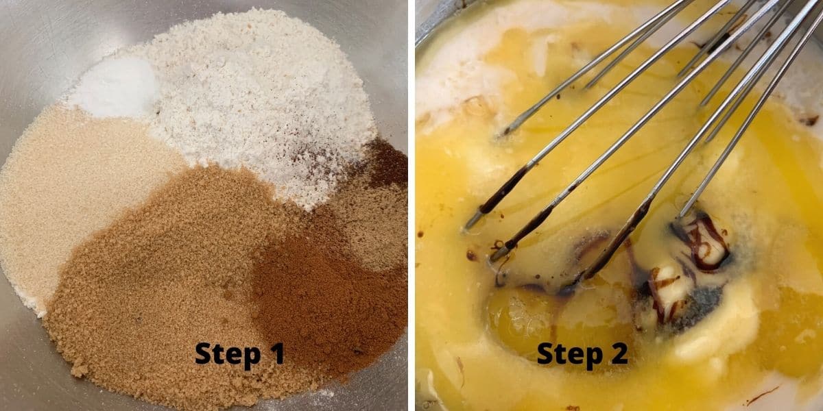 photos of steps 1 and 2 making gingerbread cupcakes