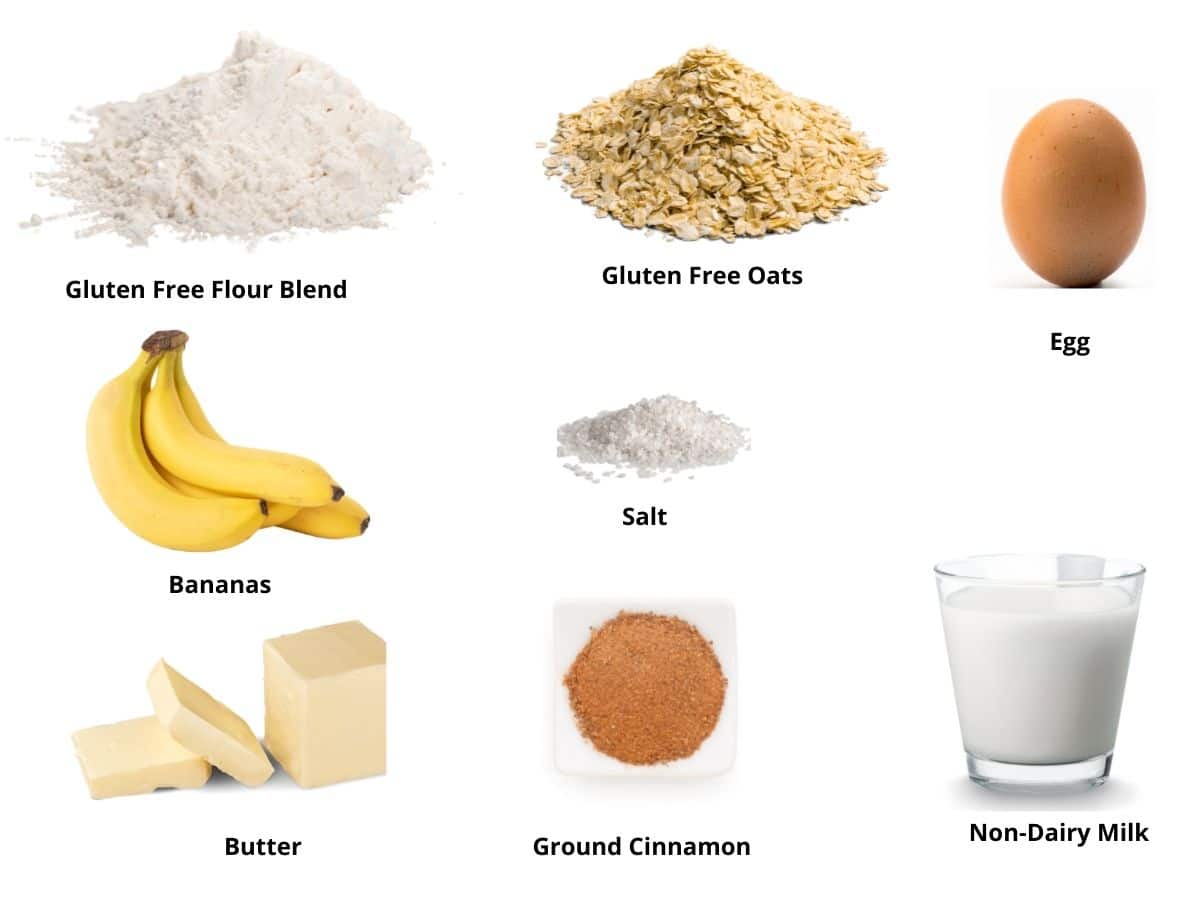 Photos of the gluten free oatmeal pancakes ingredients.