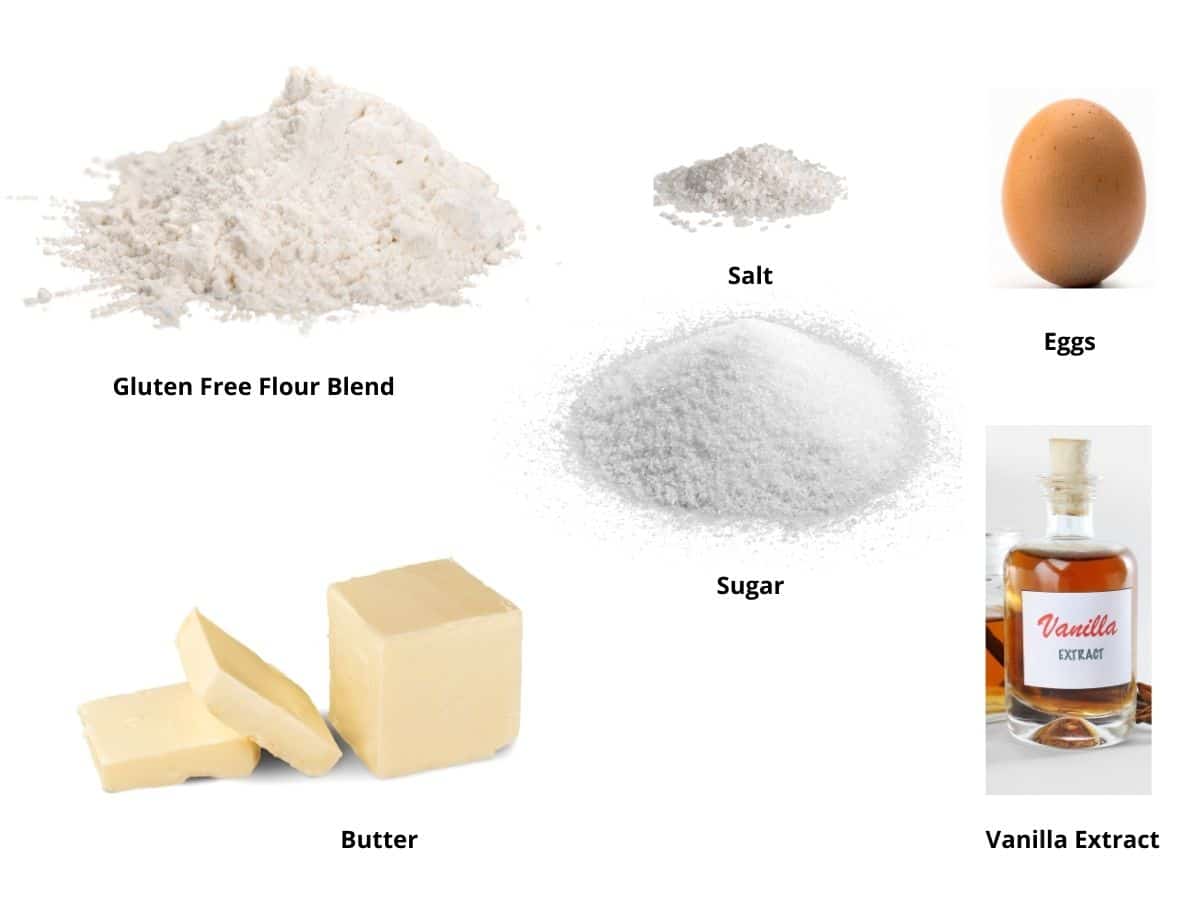 Photos of the butter cookie ingredients.