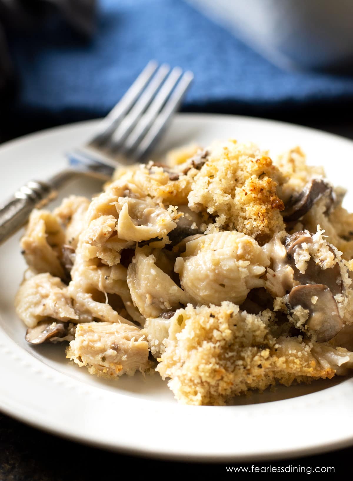 A plate of gluten free tuna casserole.