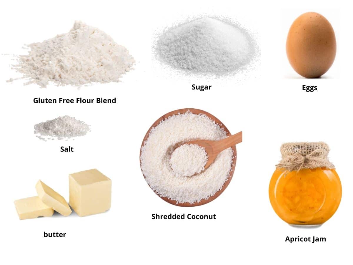 Photos of the apricot jam bars ingredients.