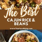 a pinterest pin image of the rice and beans