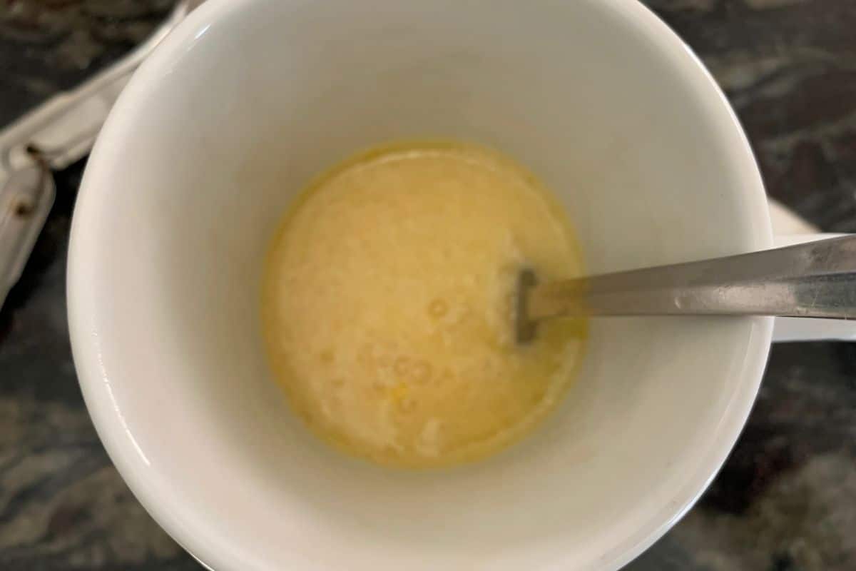 a small bowl with the wet ingredients mixed together