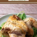 a pinterest pin image of the roasted cornish hen
