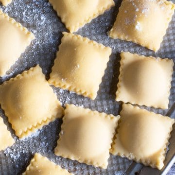 Gluten free ravioli ready to boil.