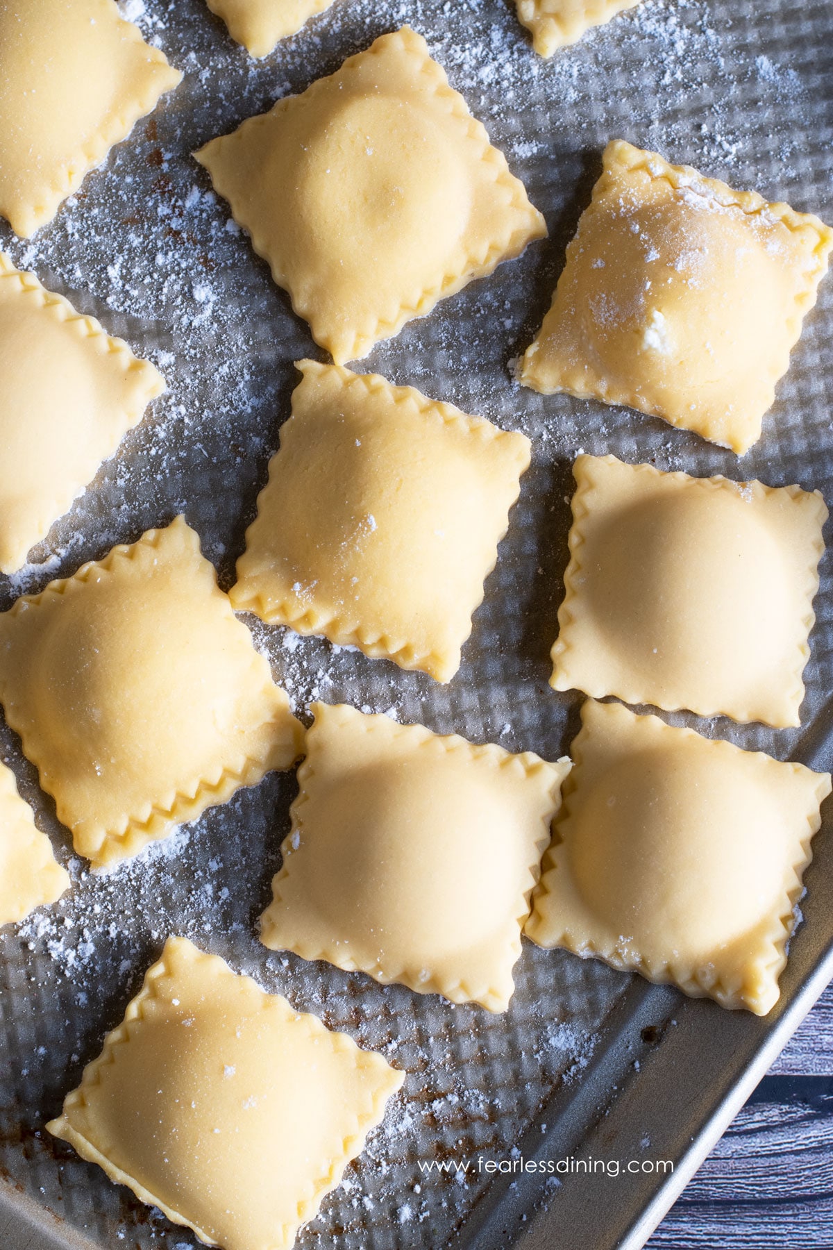 Gluten free ravioli ready to boil.