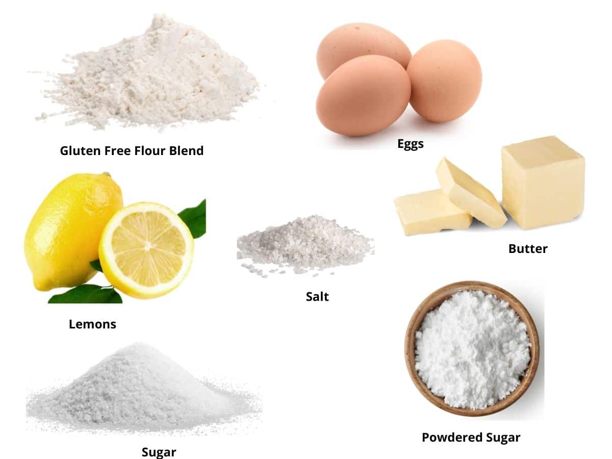 Photos of the lemon brownie ingredients.