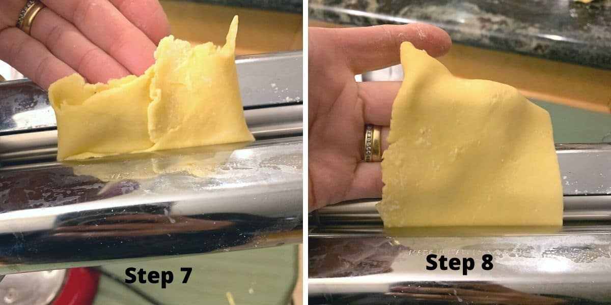 photos of steps 7 and 8 as the dough becomes more formed