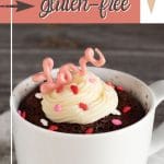 a pinterest collage of the red velvet mug cake