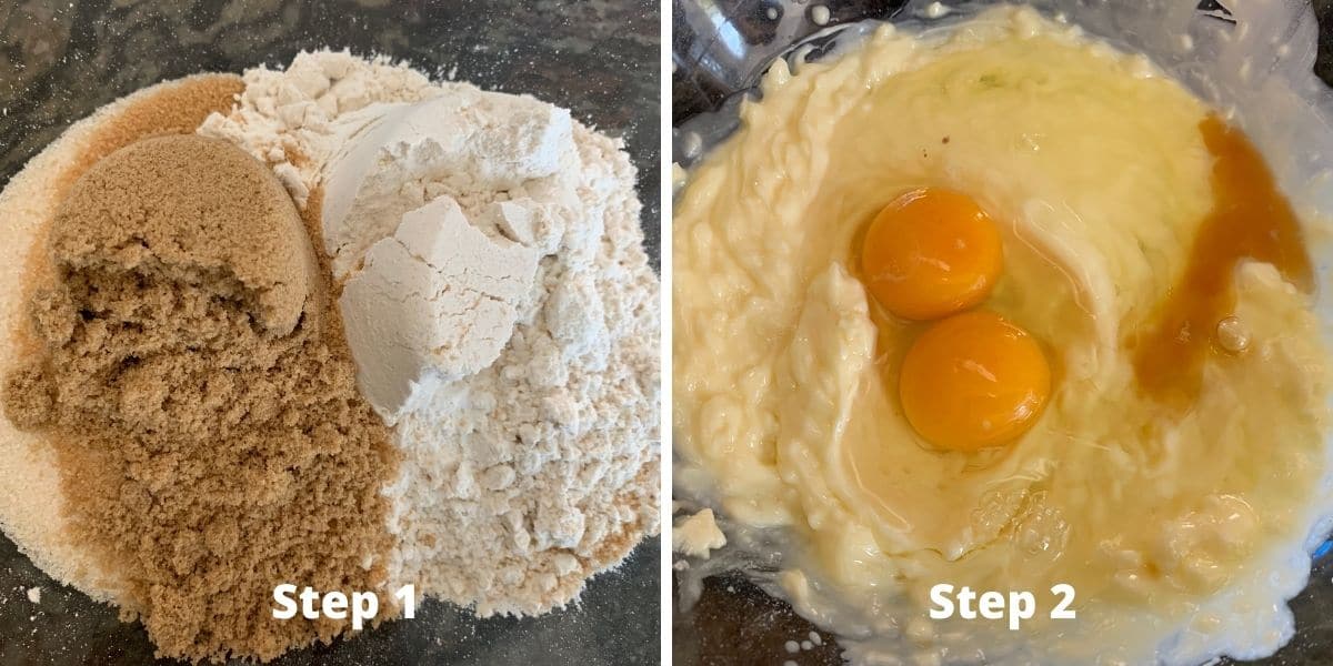 photos of the dry ingredients and the wet ingredients