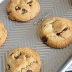 Baked Toll House Cookies on a baking tray.