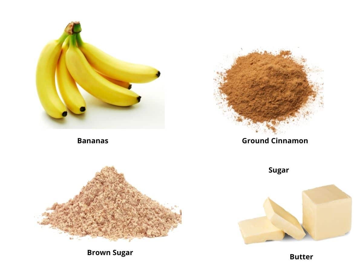photos of the air fryer bananas ingredients.