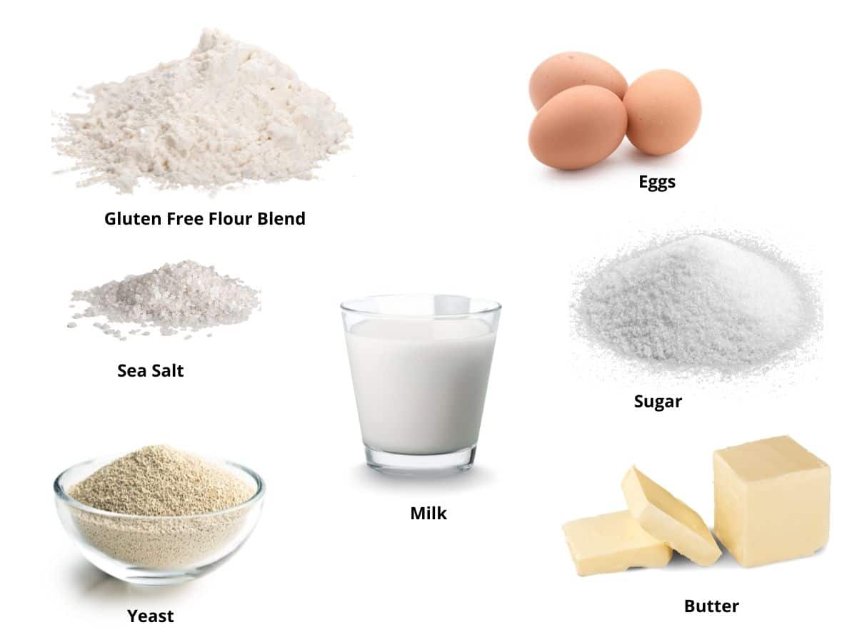 Photos of the gluten free brioche ingredients.