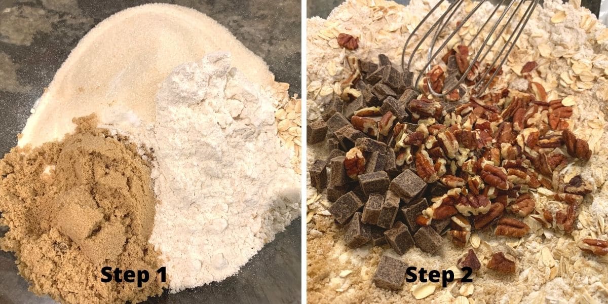 photos of the dry ingredients in a bowl.