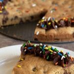 a pin image of the gluten free cookie cake