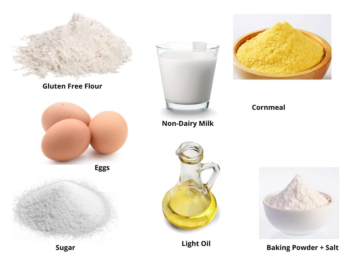 Photos of the cornmeal pancakes ingredients.
