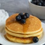 gluten free cornmeal pancake stack with syrup