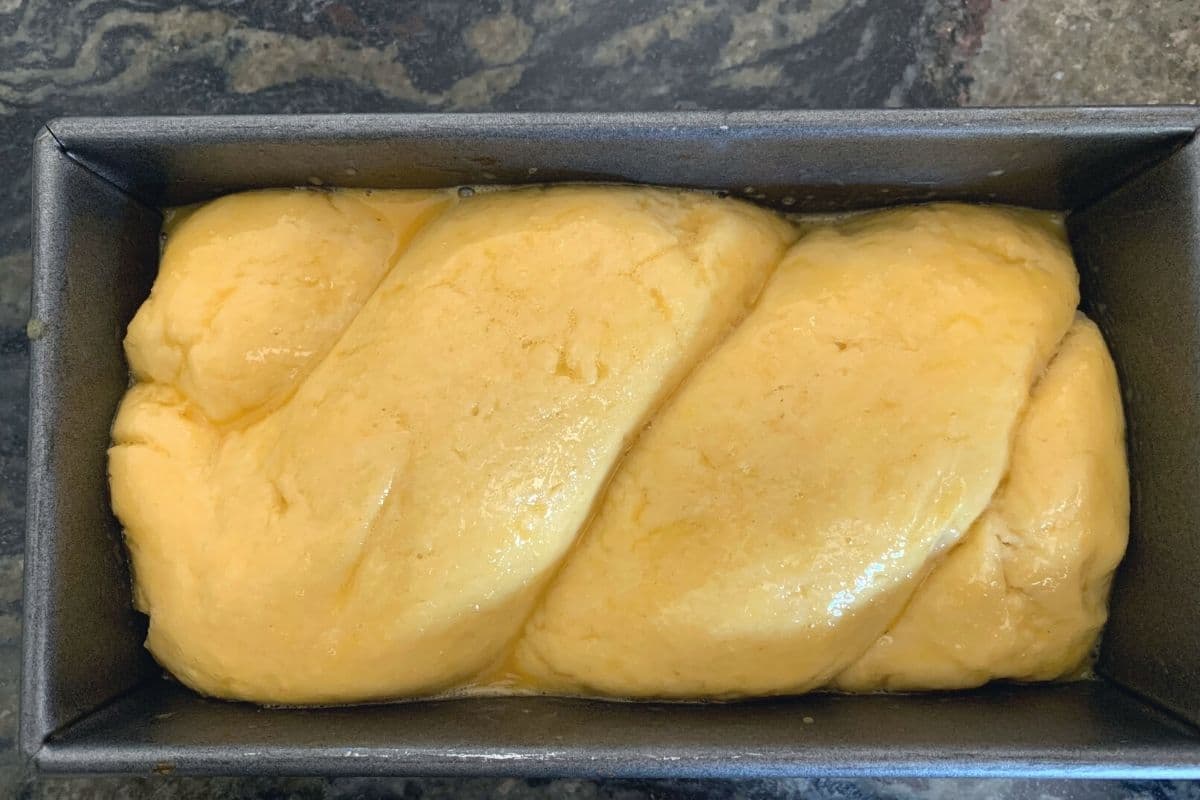 The brioche with the egg wash.