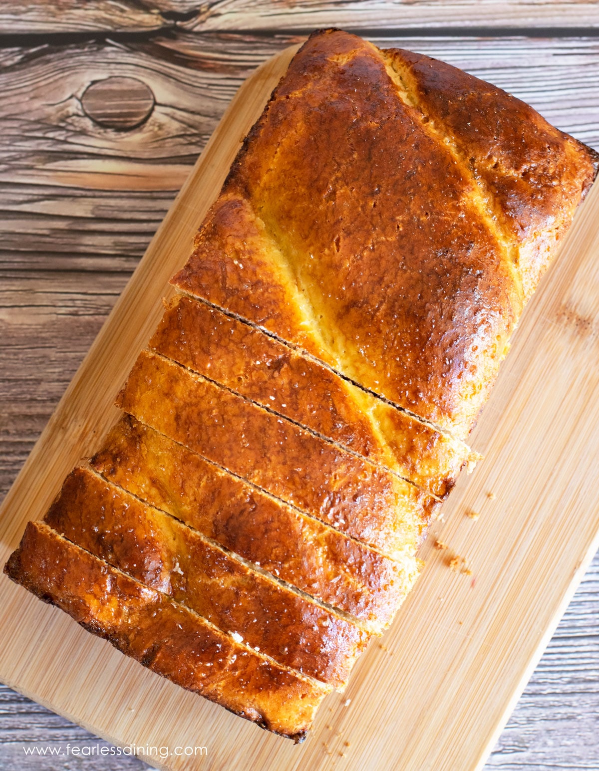 The top view of the baked gluten free brioche.