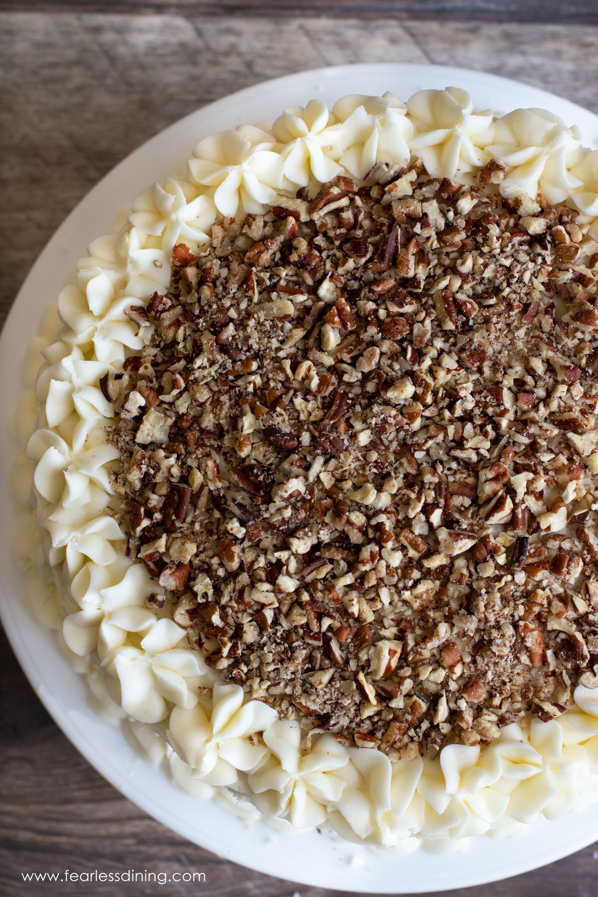 The top view of the hummingbird cake.