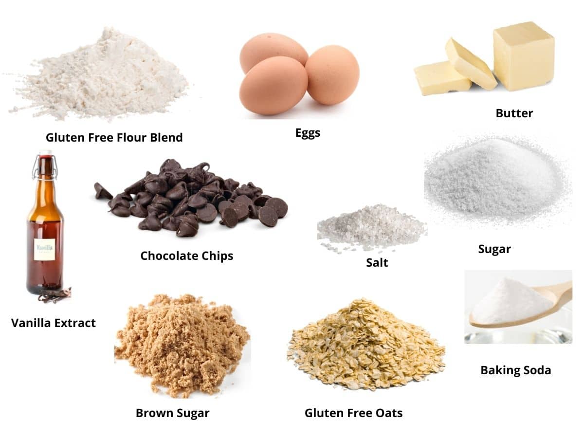 Oatmeal chocolate chip cookies ingredients photos.