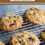 a pin image of the oatmeal chocolate chip cookies.