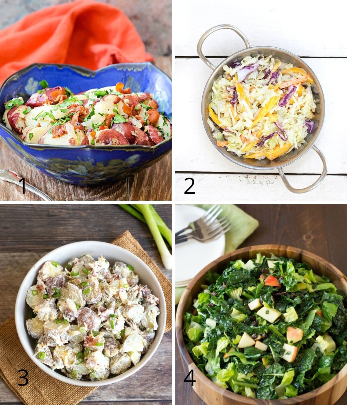 photos of four salads featured.