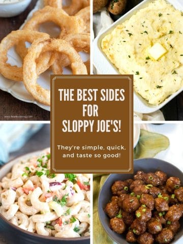 A collage of sloppy joe side dishes.