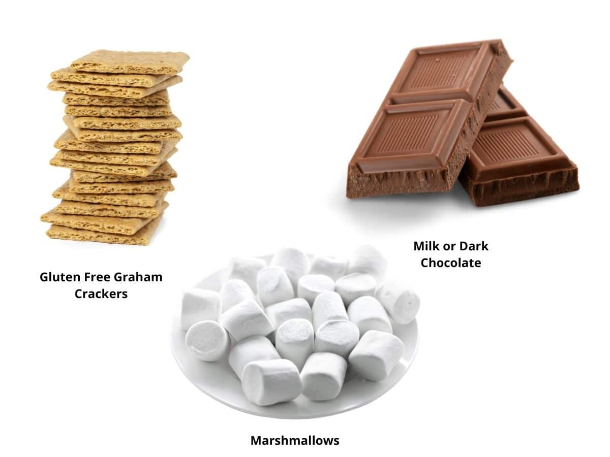 Photos of the s'mores ingredients.