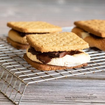 Assembled air fryer s'mores on a rack