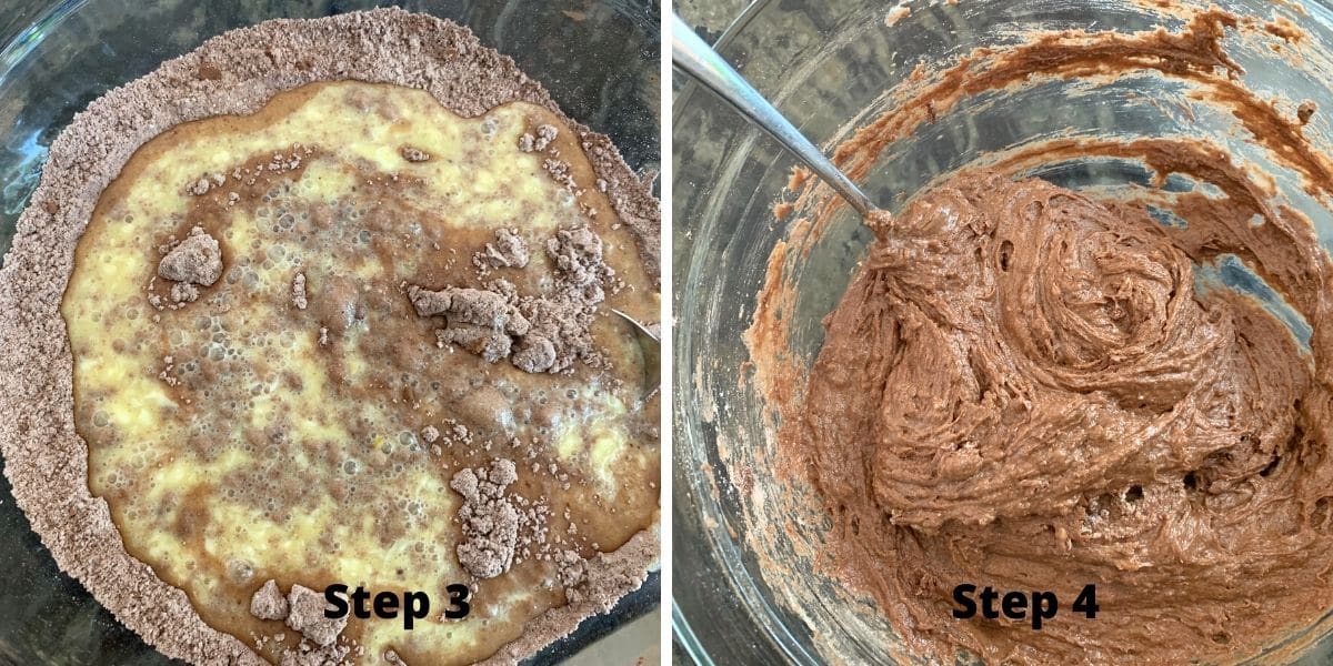 photos combining the wet and dry ingredients.