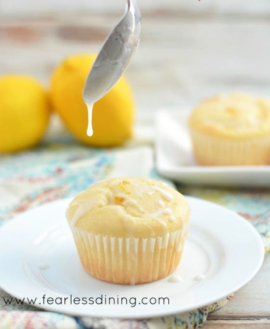 A gluten-free lemon cupcake with lemonade icing.
