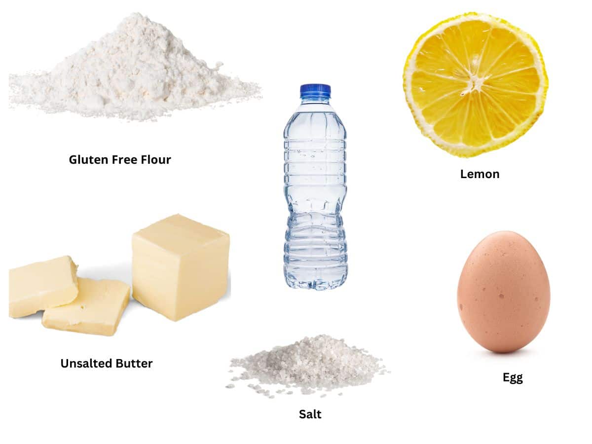 Photos of the ingredients needed to make this pie crust.