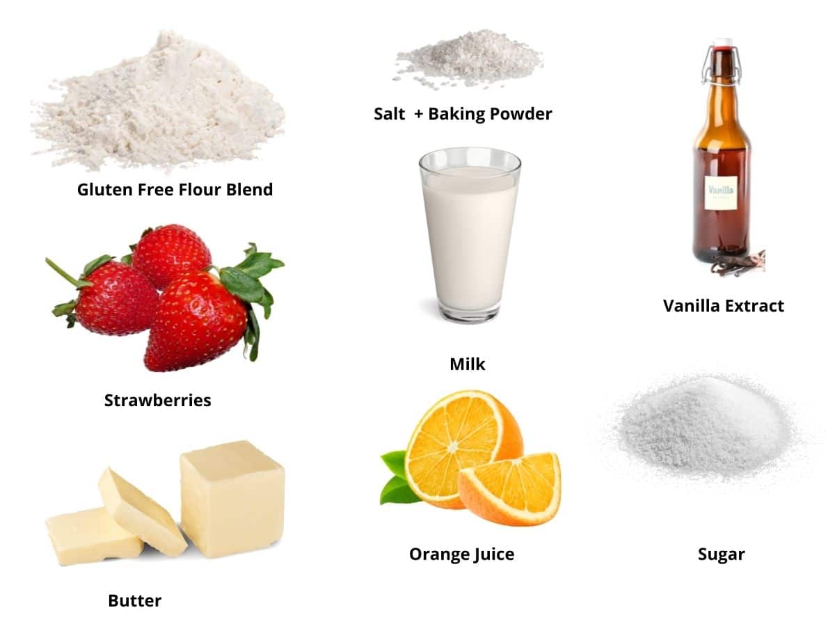 Photos of the shortcake ingredients.